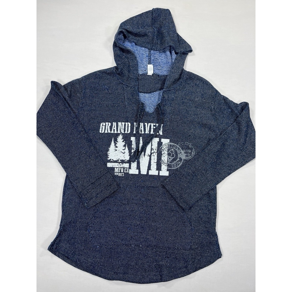 Salt Creek Grand Haven MI Hoodie Sweatshirt Blue Pullover Baja Style Size M